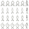 32Pcs 4 Styles 201 Stainless Steel Charms, Awareness Ribbon Charms, Stainless Steel Color, 14~14.5x6.1~9x1~1.1mm, Hole: 1.2~1.6mm, 8pcs/style