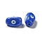 Opaque Glass Beads, with Enamel, Oval with Evil Eye, Blue, 19~20x10.5~13x10~11mm, Hole: 1.4mm
