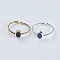 Adjustable Natural Druzy Agate Cuff Finger Rings, with Brass Findings, Oval, Size 7, Mixed Color, 17mm