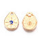 Rack Plating Light Gold Tone Alloy Enamel Pendants, Cadmium Free & Nickel Free & Lead Free, Teardrop with Evil Eye Charms, Blue, 22.5x17x3mm, Hole: 3mm