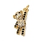 Rack Plating Brass Micro Pave Cubic Zirconia Pendants, Long-Lasting Plated, Lead Free & Cadmium Free, Bear Charms, with Jump Ring, Real 18K Gold Plated, 18x9x4mm, Hole: 3mm