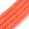 Handmade Polymer Clay Beads Strands, Flat Round, Orange Red, 8.5~9x3.5mm, Hole: 1.6mm, about 112pcs/strand, 15.75 inch~16.14 inch(40~41cm)