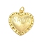 Real 18K Gold Plated Rack Plating Brass Pendants, Long-Lasting Plated, Lead Free & Cadmium Free, Heart, 19x18x4.5mm, Hole: 3mm