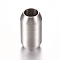 Tarnish Resistant 304 Stainless Steel Magnetic Clasps with Glue-in Ends, Matte Surface, Oval, Stainless Steel Color, 19x10mm, Hole: 6mm