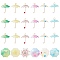 Acrylic Pendants, with Golden Plated Brass Loops and ABS Plastic Imitation Pearl, Umbrella Shape, Mixed Color, 20x20x20mm, Hole: 1.6mm, 6 colors, 2pcs/color, 12pcs/box