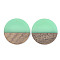 Resin & Walnut Wood Pendants, Flat Round, Medium Aquamarine, 38~39x4mm, Hole: 1.8mm