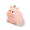 Opaque Resin Pendants, Cute Pig Charms, with Platinum Plated Iron Loops, Pig, 23x22x25mm, Hole: 1.8mm