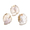 Electroplate Shell Pearl Big Pendants, Leaf Charms, Seashell Color, 64x51x2~6mm, Hole: 2.6mm