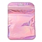 Plastic Glitter Holographic Packaging Yin-yang Zip Lock Bags, Top Self Seal Pouches, Rectangle, Pink, 15x10.5x0.15cm, Unilateral Thickness: 2.5 Mil(0.065mm)
