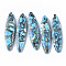 Synthetic Regalite/Imperial Jasper/Sea Sediment Jasper Pendants, Dyed, Horse Eye, Light Sky Blue, 42x10x4mm, Hole: 1.2mm