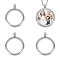 4Pcs Stainless Steel Locket Pendants, with Transparent Glass Window, Flat Round, Stainless Steel Color, 33x27x6.5mm, Hole: 4mm, Inner Diameter: 21.8mm