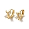 KC Gold Plated Brass Micro Pave Cubic Zirconia Hoop Earring, Bowknot, 12.5x9mm