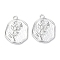 Alloy Pendants, Long-Lasting Plated, Nuggest with Rose, Silver, 22.5x17.5x2mm, Hole: 1.6mm