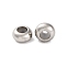 202 Stainless Steel Beads, with Rubber Inside, Slider Beads, Rondelle, Stainless Steel Color, 7x3.5mm, Hole: 1.5mm