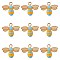 Alloy Enamel Pendants, Cadmium Free & Lead Free, Light Gold, Bees, Deep Sky Blue & Gold, 17.5x22.5x4mm, Hole: 2mm