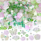 SUNNYCLUE 1 Box About 200G Acrylic Green Assorted Beads Aesthetic Bead Kits 2mm 4mm 8mm Bulk Pink White Rose Leaf Butterfly Round Crackle Beads for Jewelry Making Keychains Necklace Christmas Adults