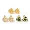 Rack Plating Brass Micro Pave Cubic Zirconia Stud Earrings, Long-lasting Plated, Flower, Golden, Mixed Color, 13x12mm