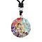 Orgonite Chakra Natural & Synthetic Mixed Stone Pendant Necklaces, Nylon Thread Necklace for Women, Flat Round, Hexagon, 25.59 inch(65cm)