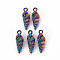 Alloy Pendants, Cadmium Free & Nickel Free & Lead Free, Spiral Shell, Rainbow Color, 24x8x5.5mm, Hole: 2mm