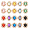 20Pcs 10 Colors Sew on Rhinestone, Acrylic Rhinestones, with Golden Plated Alloy Settings, Oval, Mixed Color, 29x25.5x4.5mm, Hole: 1mm, 2pcs/color