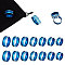 14Pcs 7 Size Stainless Steel Grooved Finger Rings Set, with 1Pc Rectangle Velvet Pouches, Blue, Inner Diameter: 16.5~22mm, 2Pcs/size