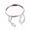 304 Stainless Steel Cuff Ring Findings, Flat Round Pad Ring Settings, Stainless Steel Color, Adjustable, 23mm, Tray: 20mm