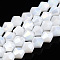 Opaque Solid Color Electroplate Glass Beads Strands, AB Color Plated, Faceted, Bicone, Snow, 6x5.5mm, Hole: 1mm, about 46~49pcs/strand, 10.04~10.63 inch(25.5~27cm)