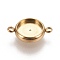 Ion Plating(IP) 304 Stainless Steel Links Connectors Settings, Plain Edge Bezel Cups, Flat Round, Golden, Tray: 10mm, 18x12.5x3mm, Hole: 1.8mm