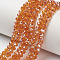 Electroplate Glass Beads Strands, Half Plated, Rainbow Plated, Faceted, Rondelle, Dark Orange, 4x3mm, Hole: 0.4mm, about 109~113pcs/strand, 38~39cm