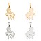 PVD Vacuum Plating 304 Stainless Steel Pendants, Horse, Golden & Stainless Steel Color, 26.5x18x2mm, Hole: 3.5x6mm, 2 colors, 2pcs/color, 4pcs/box