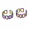 Open Rectangle Cuff Rings, Hollow Wide Open Rings, Rainbow Color 304 Stainless Steel Rings for Women, US Size 8 1/2(18.5mm)