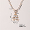 Shiny Family Theme Brass Micro Pave Cubic Zirconia Pendant Necklaces, Rhinestone Cup Chains Necklaces for Women, 15.75 inch(400mm)