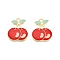 Light Gold Plated Alloy Enamel Pendants, Cadmium Free & Lead Free, with Glitter Powder, Cherry Charms, Red, 21x17x2mm, Hole: 1.8mm