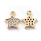 Brass Cubic Zirconia Charms, Star, Clear, Real 18K Gold Plated, 9x8x2mm, Hole: 1mm