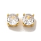 Brass with Single Clear Cubic Zirconia Beads, Cadmium Free & Nickel Free & Lead Free, Round, Real 18K Gold Plated, 6x6x4.5mm, Hole: 3.5mm