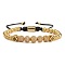 8mm Brass Micro Pave Clear & Black Cubic Zirconia Round Ball & Polygon Braided Bead Adjustable Bracelets for Women Men, Golden