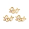 Rack Plating Brass Pave Cubic Zirconia Puppy Dog Links Connector Charms, Long-Lasting Plated, Lead Free & Cadmium Free, Real 18K Gold Plated, 10x16.5x3mm, Hole: 1.4mm