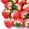 Resin Pendants, with Platinum Tone Iron Findings, Imitation Food, Strawberry, Red, Platinum, 37~39x28~29x23~24mm, Hole: 1.8mm
