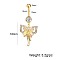 304 Stainless Steel Pave Clear Cubic Zirconia Enamel Bowknot Curved Barbell Dangle Belly Rings, Golden, Colorful, Bar Length: 10mm, Pin: 1.6mm