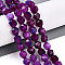 Dyed Natural White Jade Beads Strands, Two Tone, Faceted, Star Cut Round Beads, Purple, 7~8x6~7.5x6~7.5mm, Hole: 1mm, about 48~49pcs/strand, 14.17~15.35''(36~39cm)