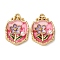 Alloy Enamel Pendants, with ABS Imitation Pearl, Flower Charms, Rack Plating, Polygon, 28x19x4.5mm, Hole: 1.8mm