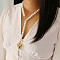 Imitation Pearl Beaded Lariat Necklaces, Alloy Heart Pendant Necklaces for Women, Golden, 22.05 inch(56cm)