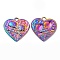 304 Stainless Steel Pendants, Textured, Heart with Skull Charm, Rainbow Color, 20x20.5x2mm, Hole: 2.5mm