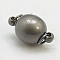 Brass Magnetic Clasps with Loops, Oval, Gunmetal, 17x10mm, Hole: 3mm