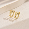 Simple Geometric Brass Hoop Earrings, Dolphin, Real 18K Gold Plated, 13x11mm