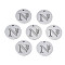 Non-Tarnish 304 Stainless Steel Charms, Laser Cut, Designed Letter Engraved, Flat Round, Stainless Steel Color, Letter.N, 14x1mm, Hole: 1.2mm