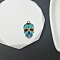 Halloween Printed Alloy Enamel Pendants, Sugar Skull Charm, Golden, Dodger Blue, 21x13mm, 10pcs/set
