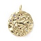 Brass Micro Pave Cubic Zirconia Pendants, with Jump Rings, Flat Round, Constellation, Colorful, Golden, Aries, 14~15x2mm, Hole: 3mm