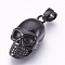 304 Stainless Steel Pendants, Skull, Gunmetal, 32x15x12mm, Hole: 5x7mm
