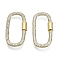 Brass Micro Pave Cubic Zirconia Screw Carabiner Lock Charms, for Necklaces Making, Quick Links, Oval, Nickel Free, Real 16K Gold Plated, Clear, 35x19x3mm, Screw: 8x5mm